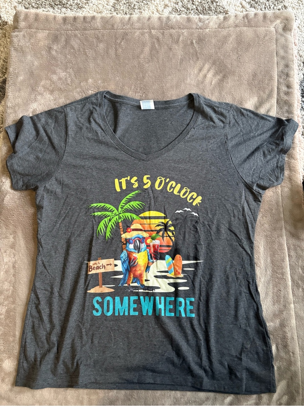 Women's Dark Gray 'It's 5 O'Clock Somewhere' Graphic Tee